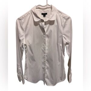 Anne Taylor Long Sleeve White Button Down Shirt Collar Petite Size 4P